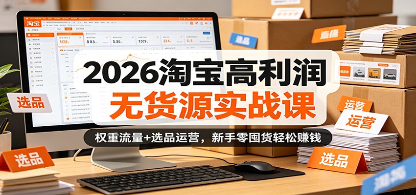 2026淘宝高利润无货源实战课：权重流量+选品运营，新手零囤货轻松赚钱 - 星辰网创 - 网创副业项目资源站-星辰网创 - 网创副业项目资源站