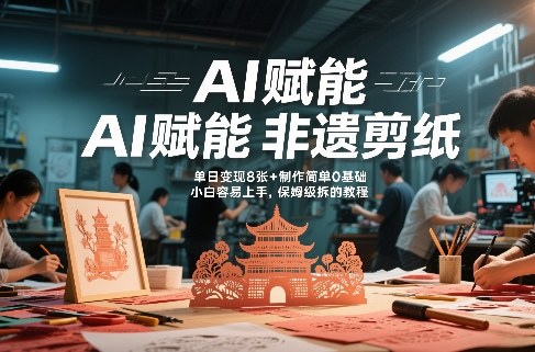 AI赋能非遗剪纸,地标性建筑爆款视频,单日变现8张+制作简单0基础,小白容易上手,保姆级拆解教程-星辰网创 - 网创副业项目资源站