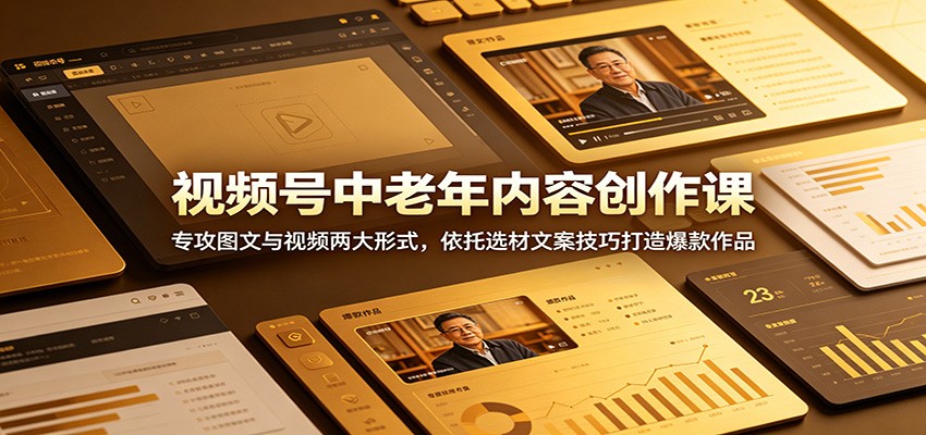 视频号中老年内容创作课:专攻图文与视频两大形式,依托选材文案技巧打造爆款作品-星辰网创 - 网创副业项目资源站