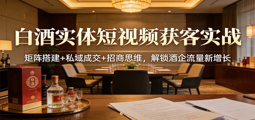 白酒实体短视频获客实战：矩阵搭建+私域成交+招商思维，解锁酒企流量新增长 - 星辰网创 - 网创副业项目资源站-星辰网创 - 网创副业项目资源站