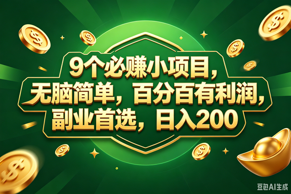(18950期)9个必赚的小项目,百分百赚元子,无脑简单,副业首选,日入300+-星辰网创 - 网创副业项目资源站