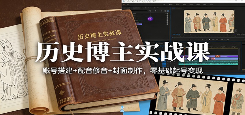 历史博主实战课：账号搭建+配音修音+封面制作，零基础起号变现 - 星辰网创 - 网创副业项目资源站-星辰网创 - 网创副业项目资源站