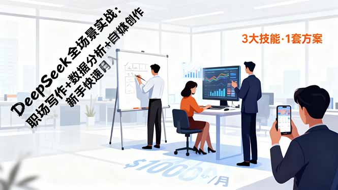 DeepSeek全场景实战：职场写作+数据分析+自媒体创作，新手快速月入过万-星辰网创 - 网创副业项目资源站