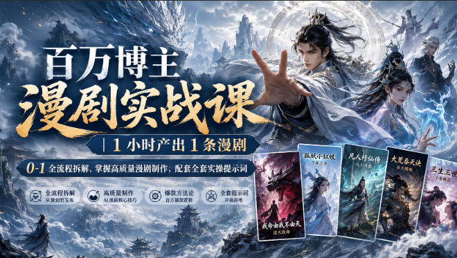 百万博主漫剧实战课|1小时产出1条漫剧,0‑1全流程拆解,掌握高质量漫剧制作,配套全套实操提示词-星辰网创 - 网创副业项目资源站