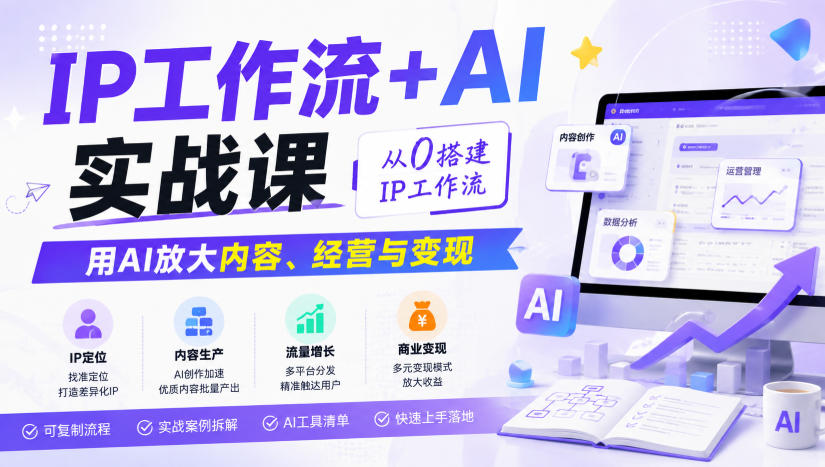 IP工作流+AI实战课,从0搭建IP工作流,用AI放大内容、经营与变现-星辰网创 - 网创副业项目资源站