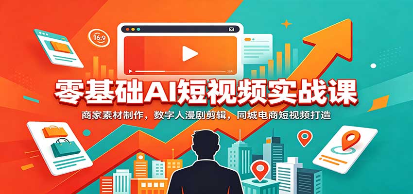 零基础AI短视频实战课:商家素材制作,数字人漫剧剪辑,同城电商短视频打造-星辰网创 - 网创副业项目资源站