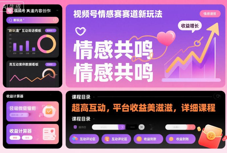视频号情感赛道新玩法，超高互动，平台收益美滋滋，详细课程 - 星辰网创 - 网创副业项目资源站-星辰网创 - 网创副业项目资源站