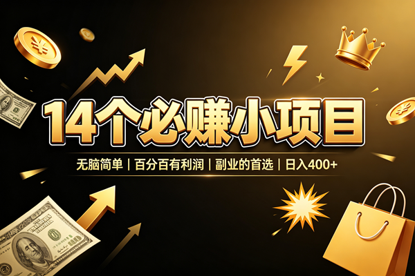 (19267期)14 个必赚小项目,无脑简单,百分百有利润,副业的首选,日入 400+-星辰网创 - 网创副业项目资源站