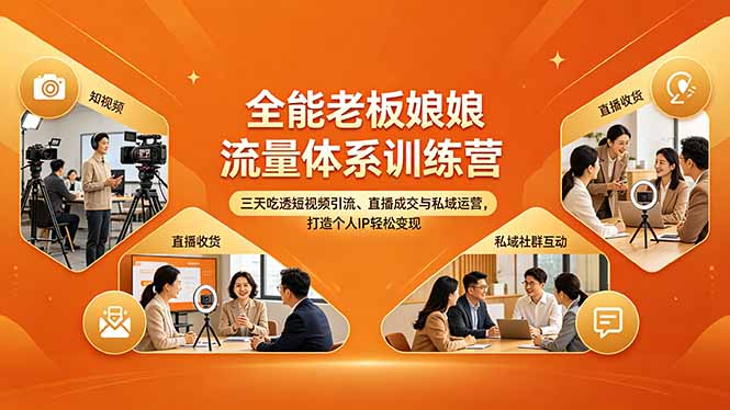 全能老板娘流量体系训练营,三天吃透短视频引流、直播成交与私域运营,打造个人IP轻松变现-星辰网创 - 网创副业项目资源站
